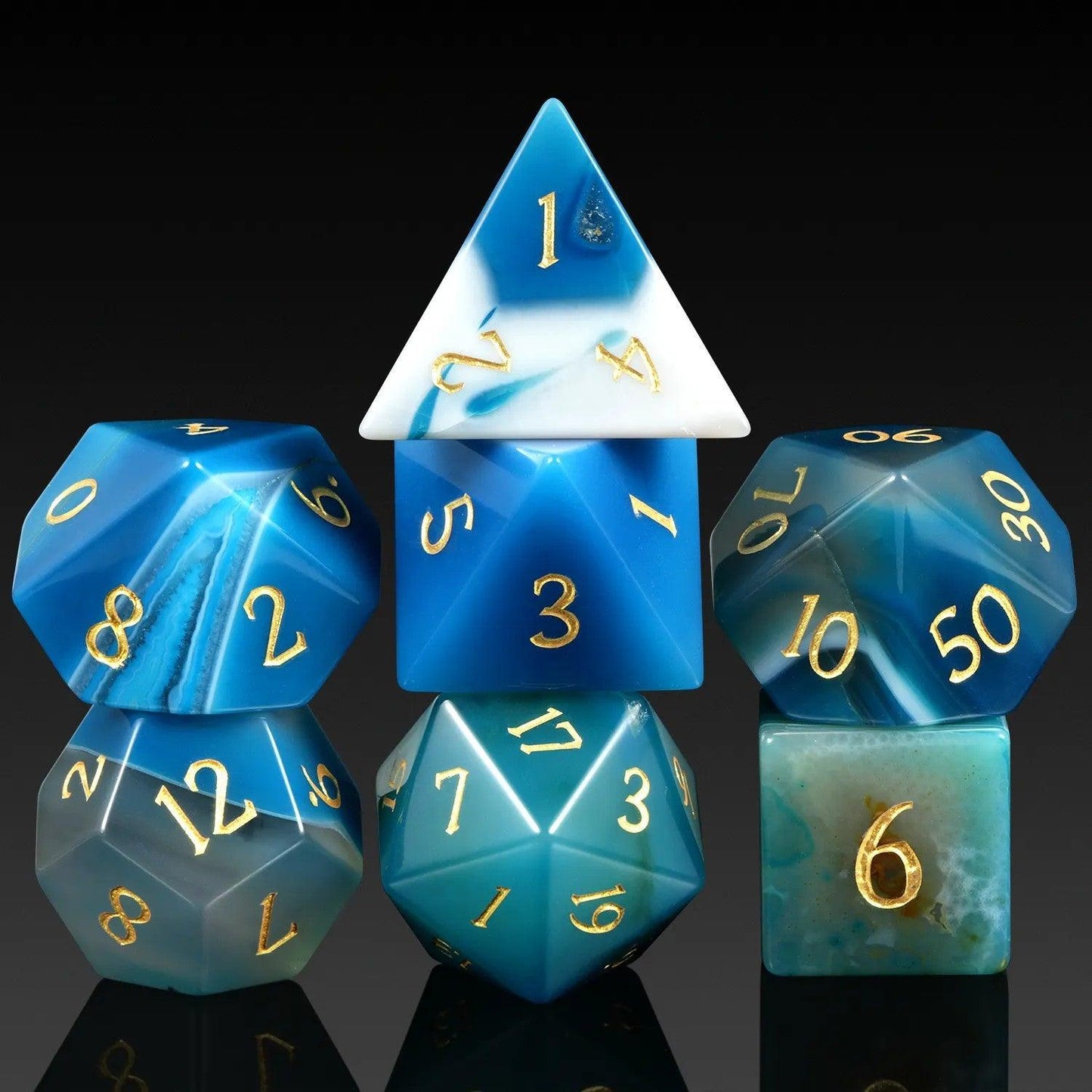 Blue Agate Voyager's Tale Dice Set - Living Skies Games