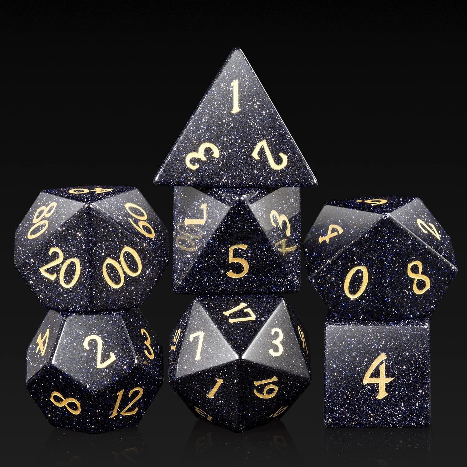 Blue Sandstone Galaxy Dice Set - Living Skies Games