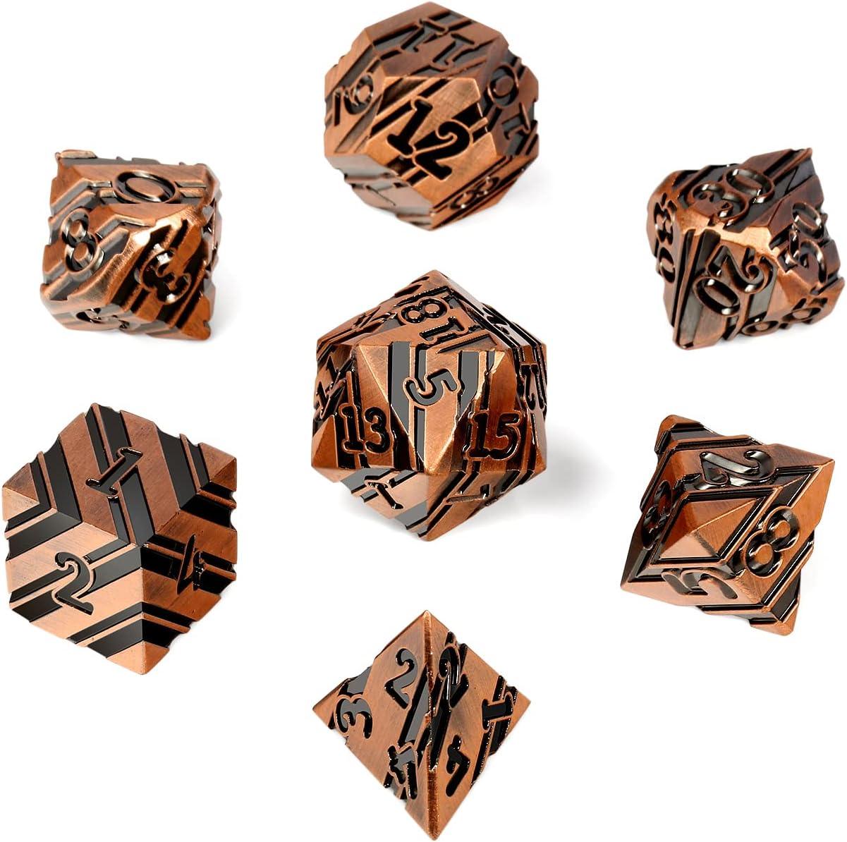 Copper Zenith Striped Metal Dice Set - Living Skies Games