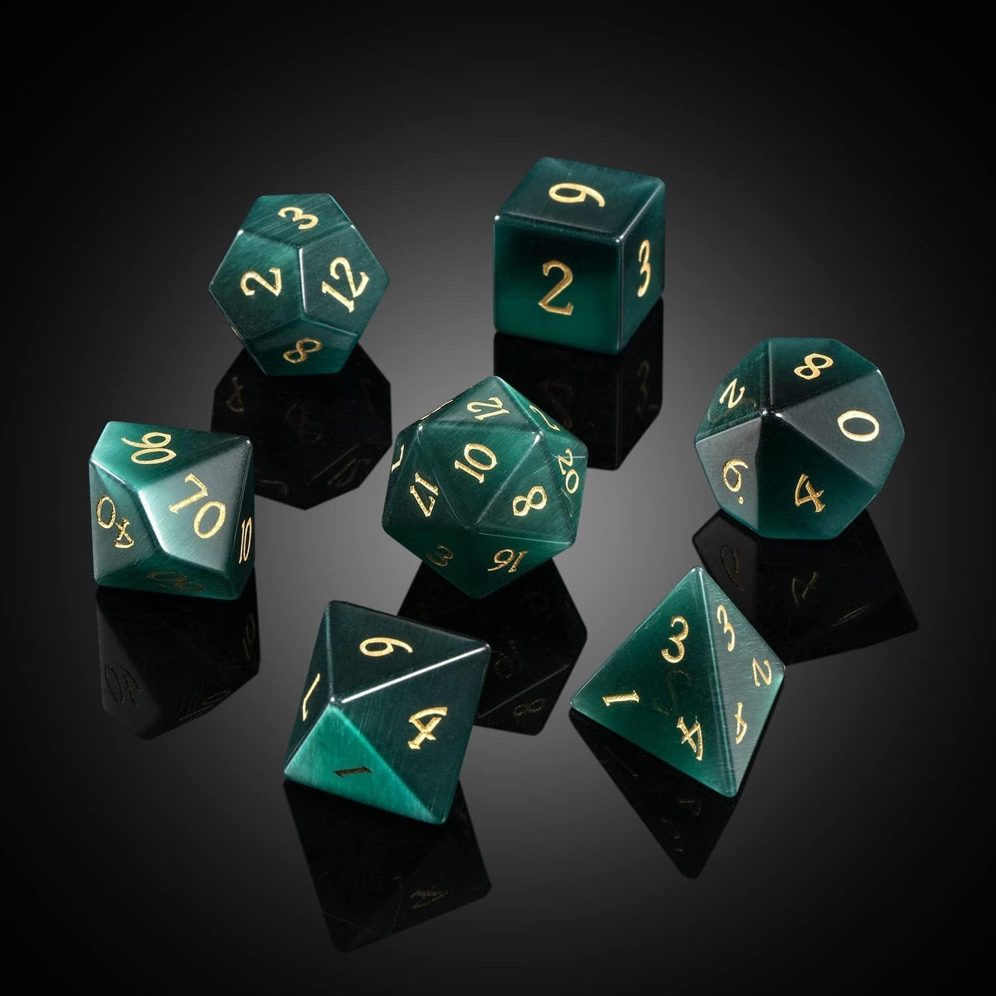 Dark Green Opal Essence Dice Set - Living Skies Games