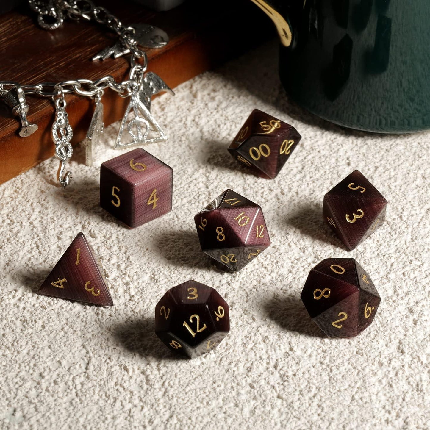 Dark Purple Opal Twilight Dice Set - Living Skies Games