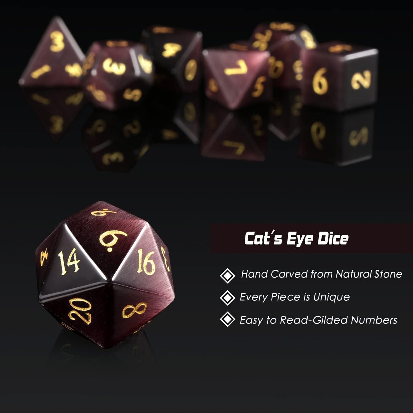 Dark Purple Opal Twilight Dice Set - Living Skies Games