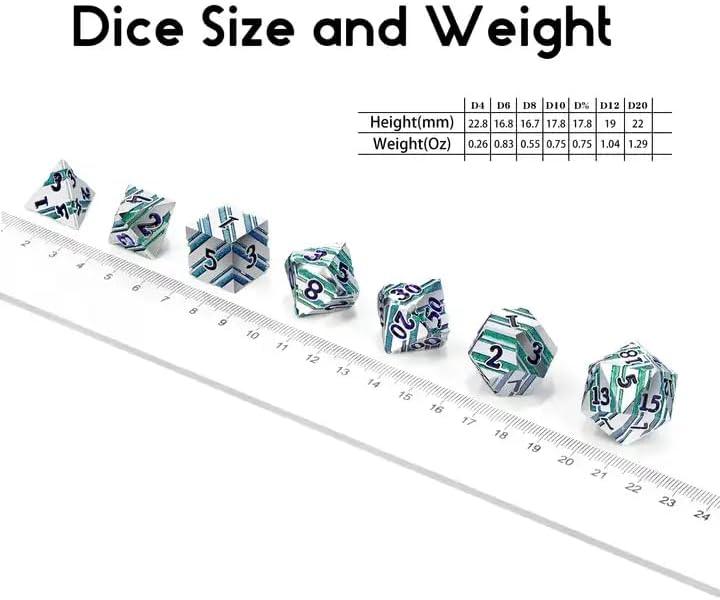 Emerald Conduit Stripe Metal Dice Set - Living Skies Games