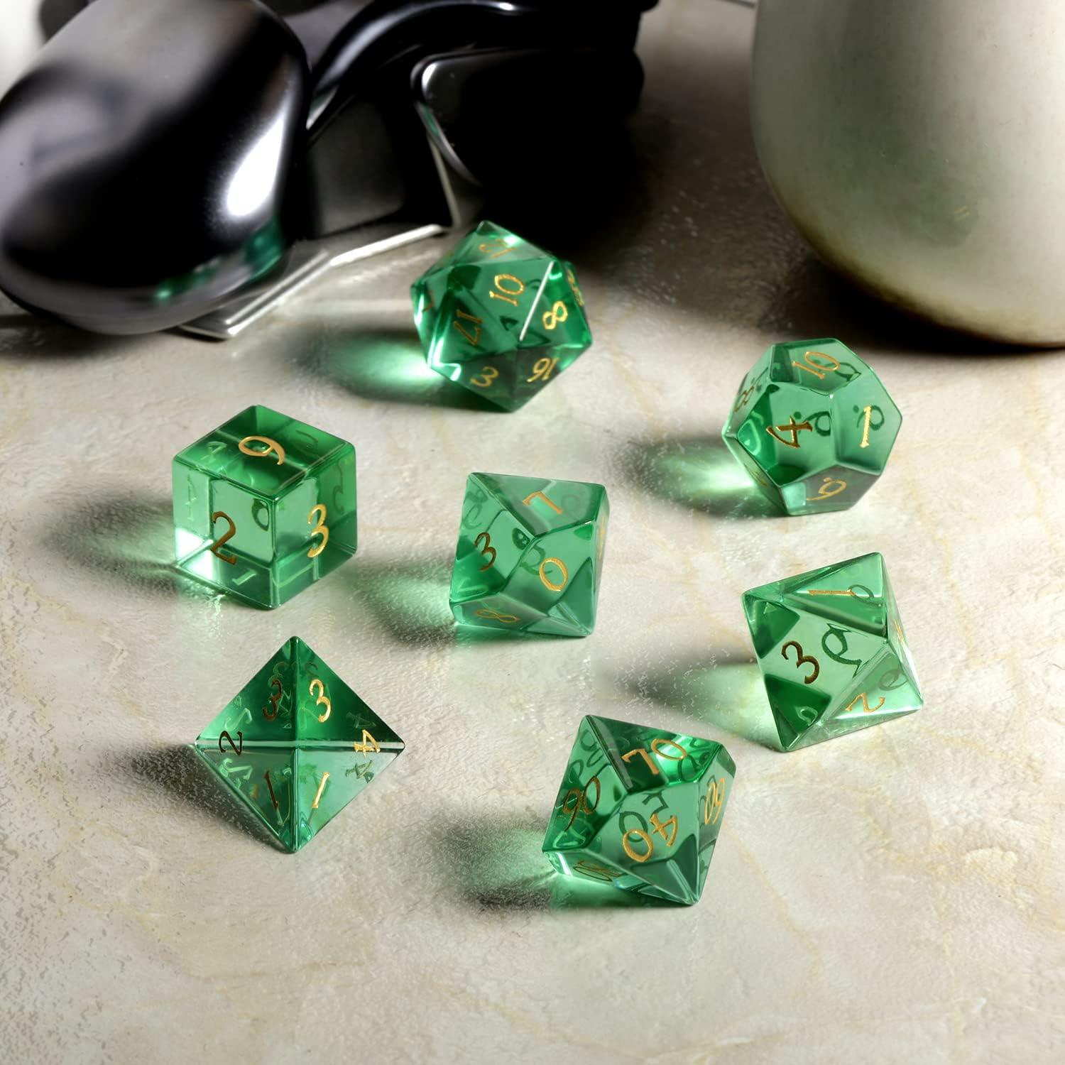 Emerald Forest Zircon Glass Dice Set - Living Skies Games