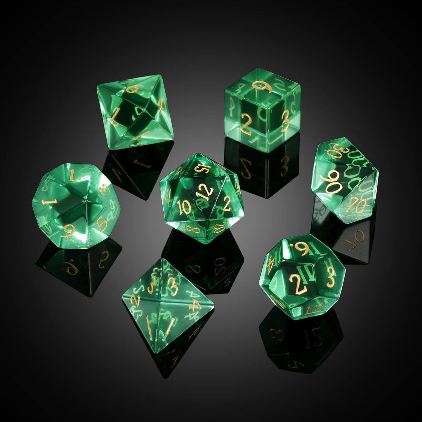 Emerald Forest Zircon Glass Dice Set - Living Skies Games