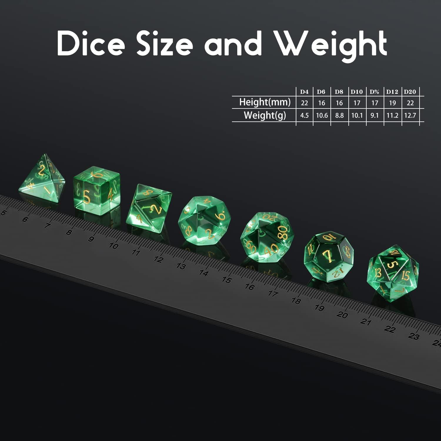 Emerald Forest Zircon Glass Dice Set - Living Skies Games