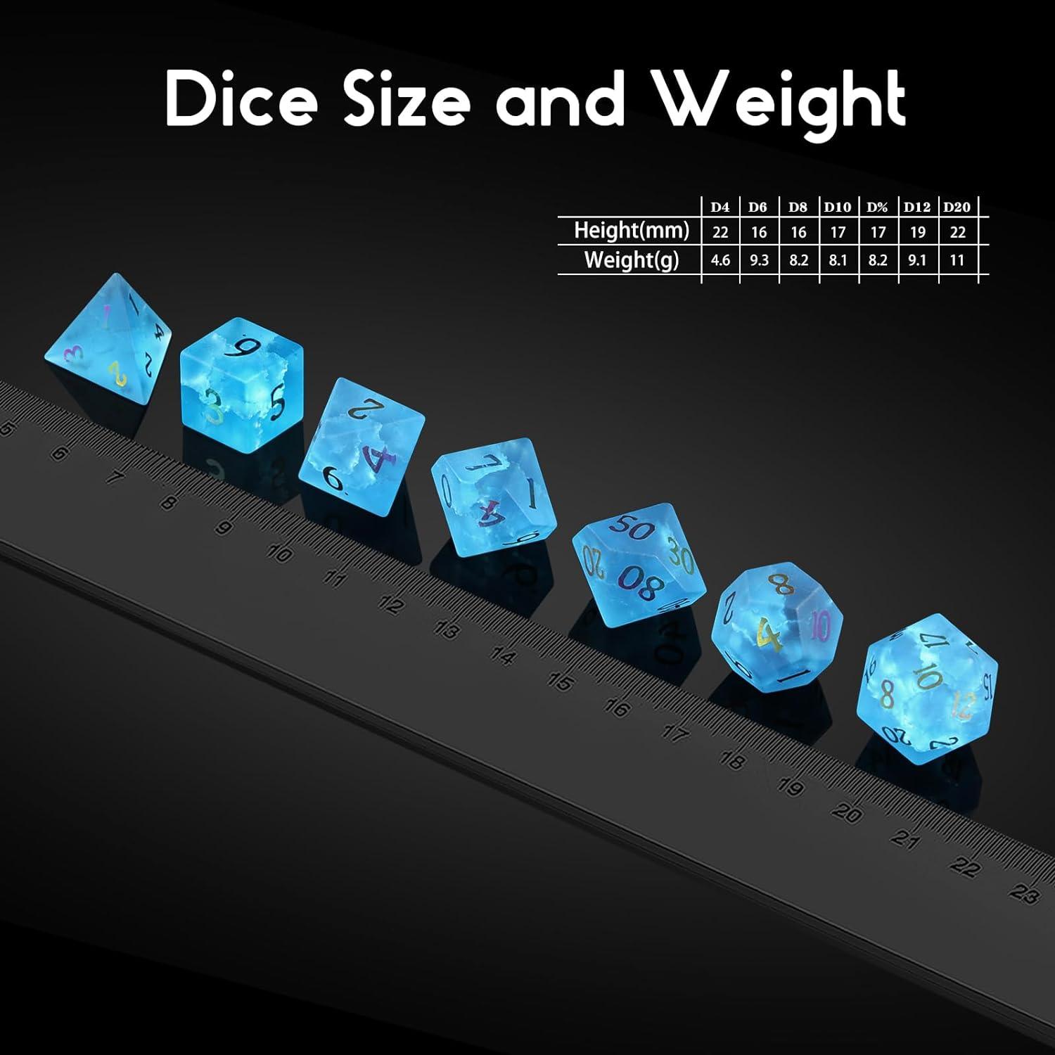 Glacial Rift Frosted Blue Fissure Glass Dice Set - Living Skies Games