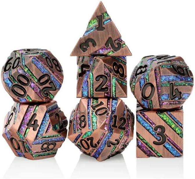 Kaleidoscope Dream Stripe Metal Dice Set - Living Skies Games