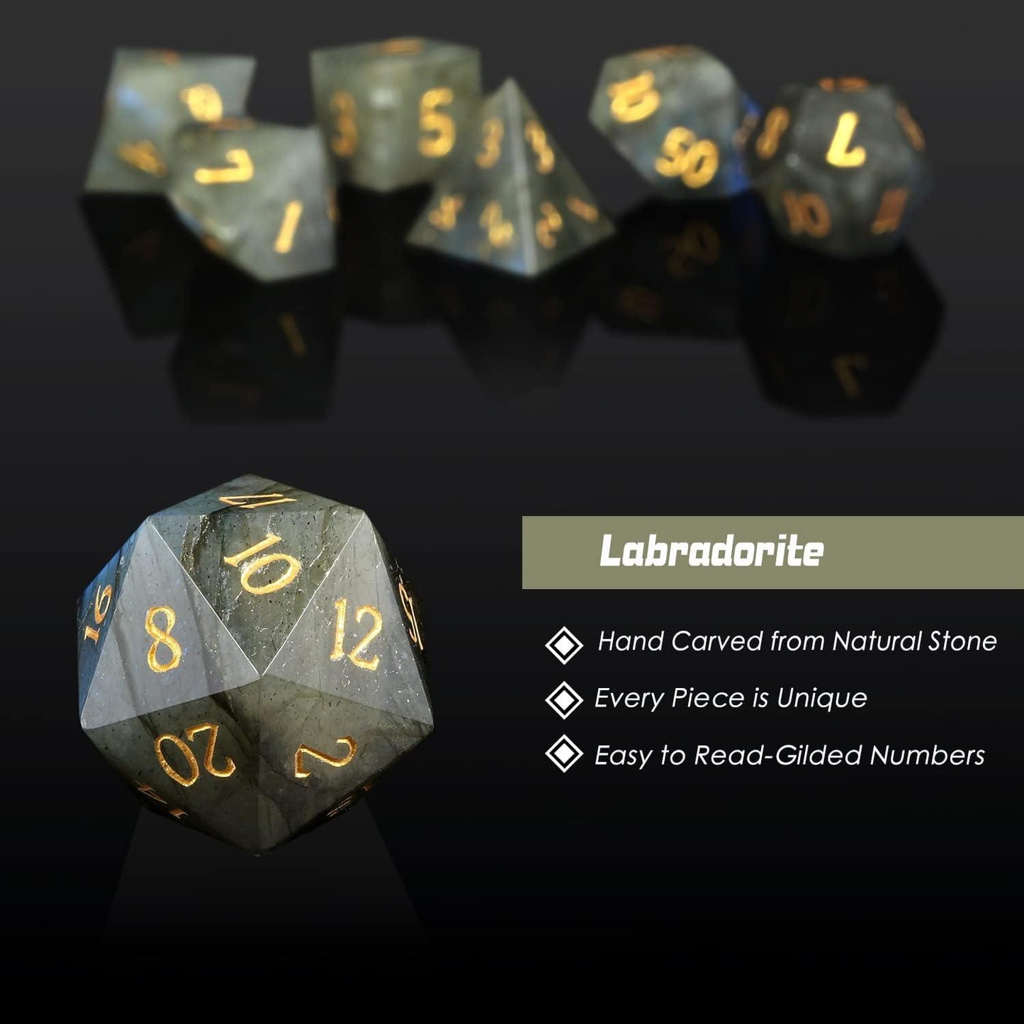 Labradorite Mystical Aura Dice Set - Living Skies Games