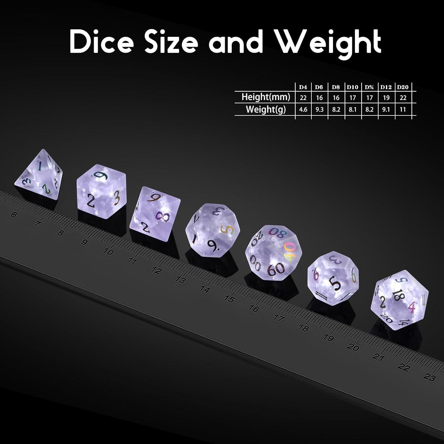 Lavender Veil Frosted Lilac Fissure Glass Dice Set - Living Skies Games