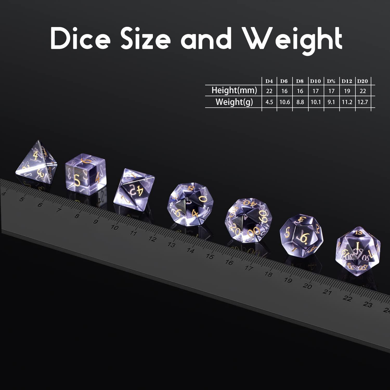 Mystic Amethyst Zircon Glass Dice Set - Living Skies Games