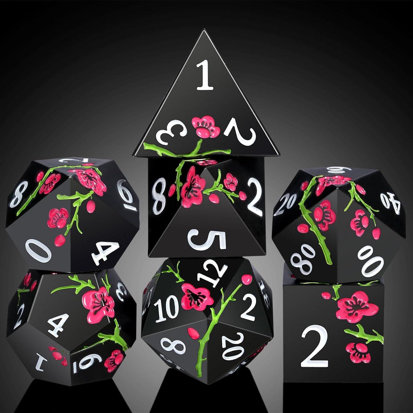 Noir Sakura Charm Dice Set - Living Skies Games