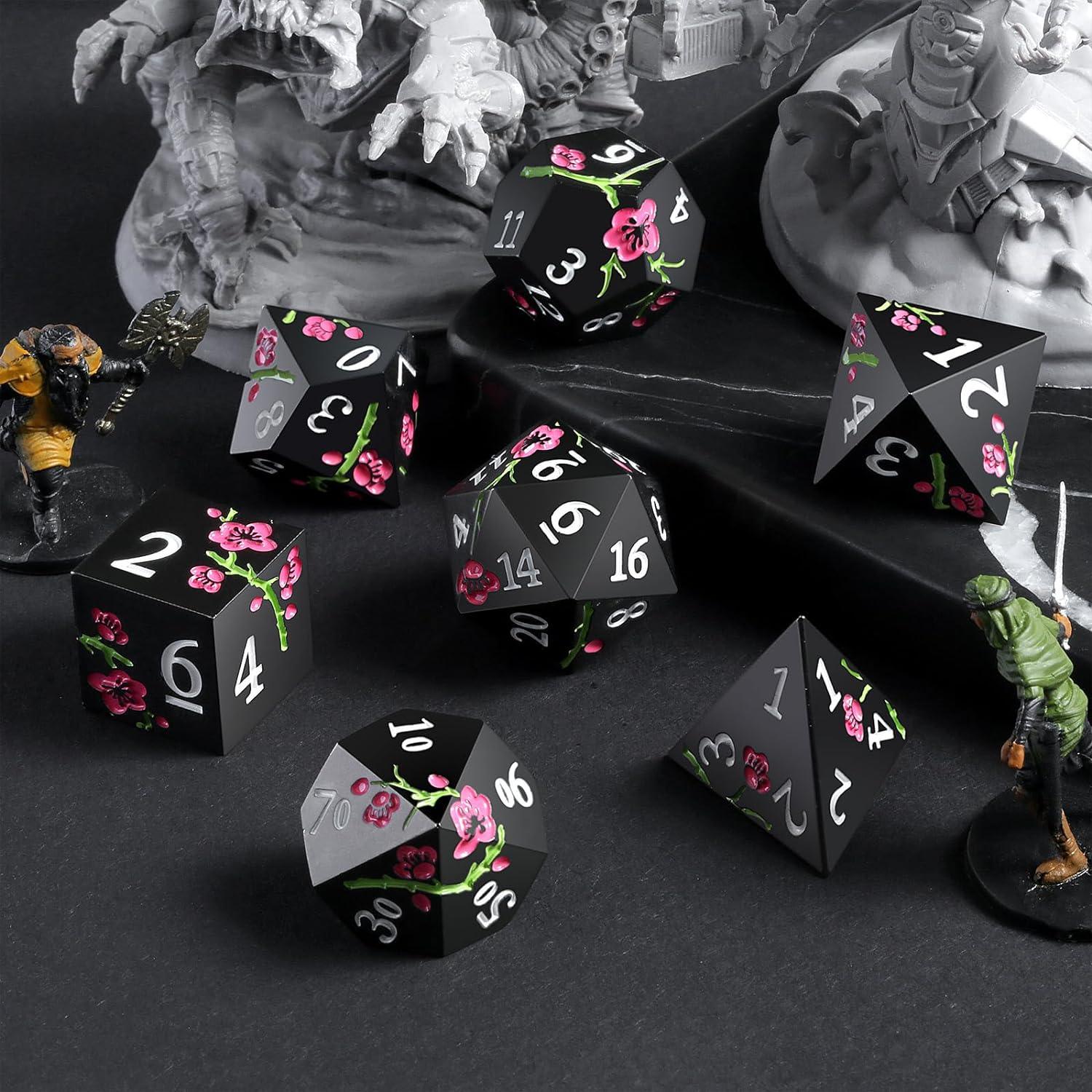 Noir Sakura Charm Dice Set - Living Skies Games