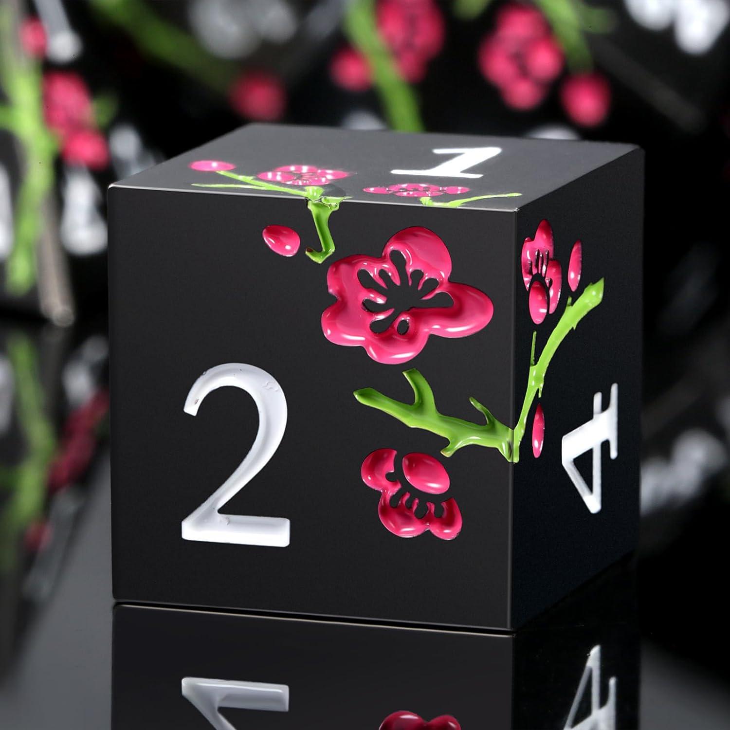 Noir Sakura Charm Dice Set - Living Skies Games