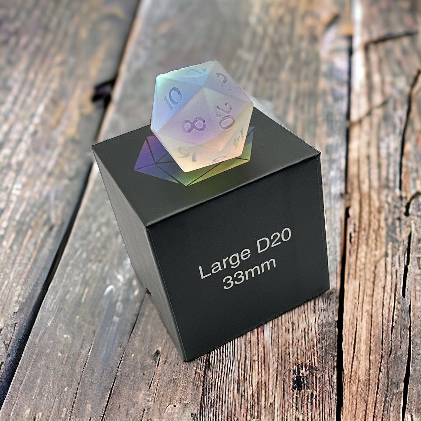 Prismatic Titan Frosted Rainbow Glass D20 Dice - Living Skies Games