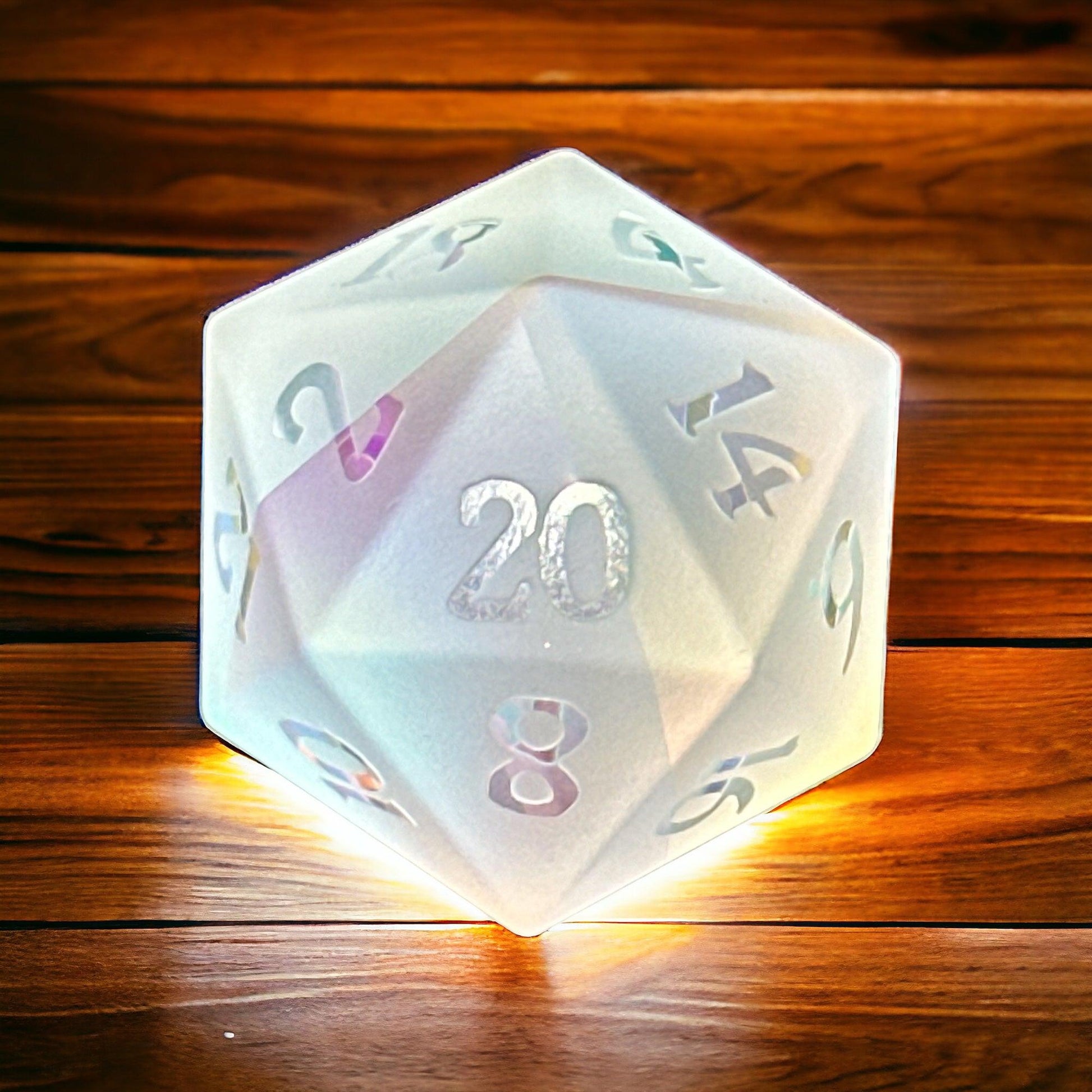 Prismatic Titan Frosted Rainbow Glass D20 Dice - Living Skies Games