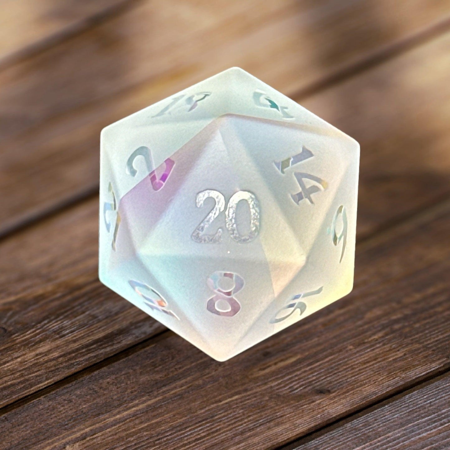 Prismatic Titan Frosted Rainbow Glass D20 Dice - Living Skies Games