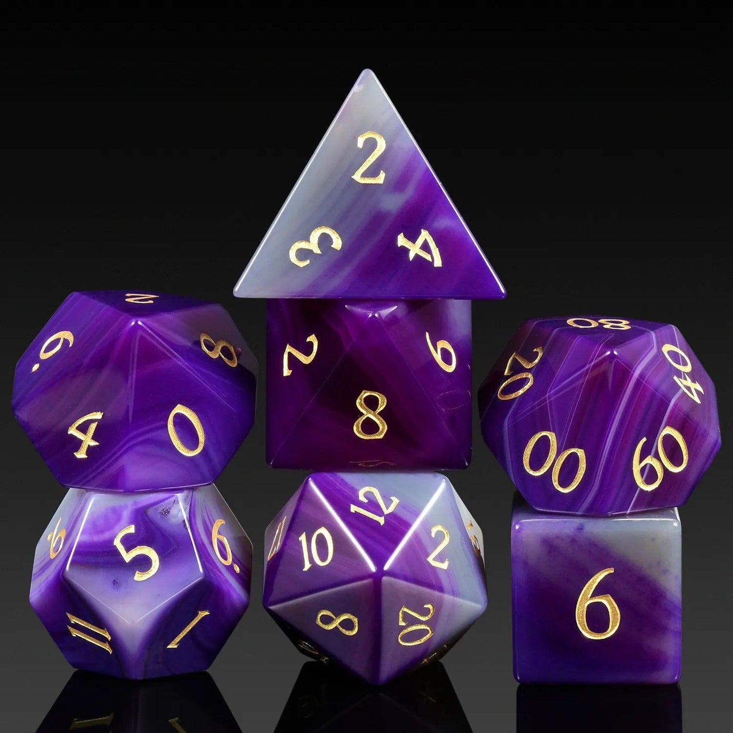 Purple Agate Royal Vision Dice Set - Living Skies Games