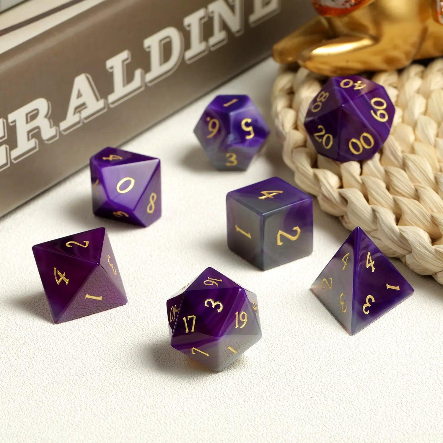 Purple Agate Royal Vision Dice Set - Living Skies Games