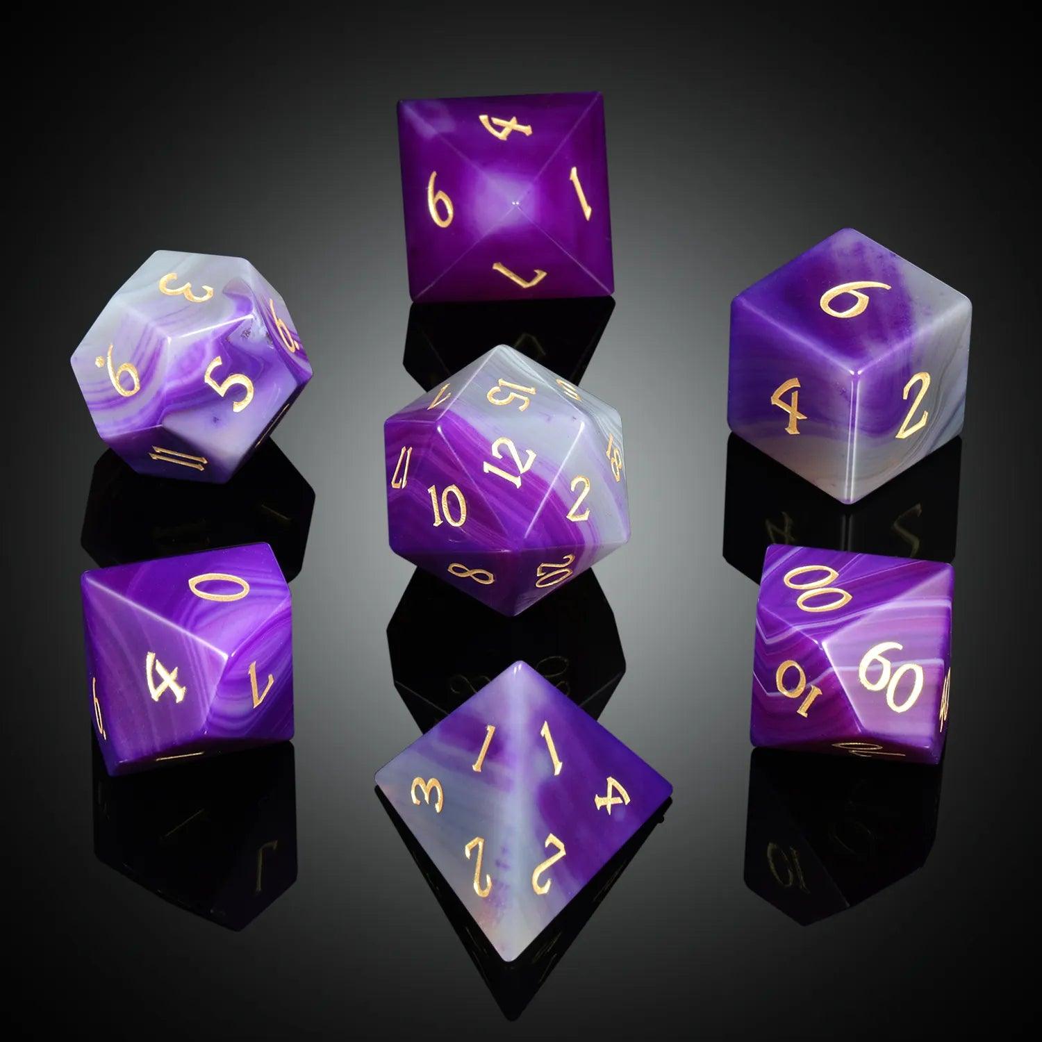 Purple Agate Royal Vision Dice Set - Living Skies Games