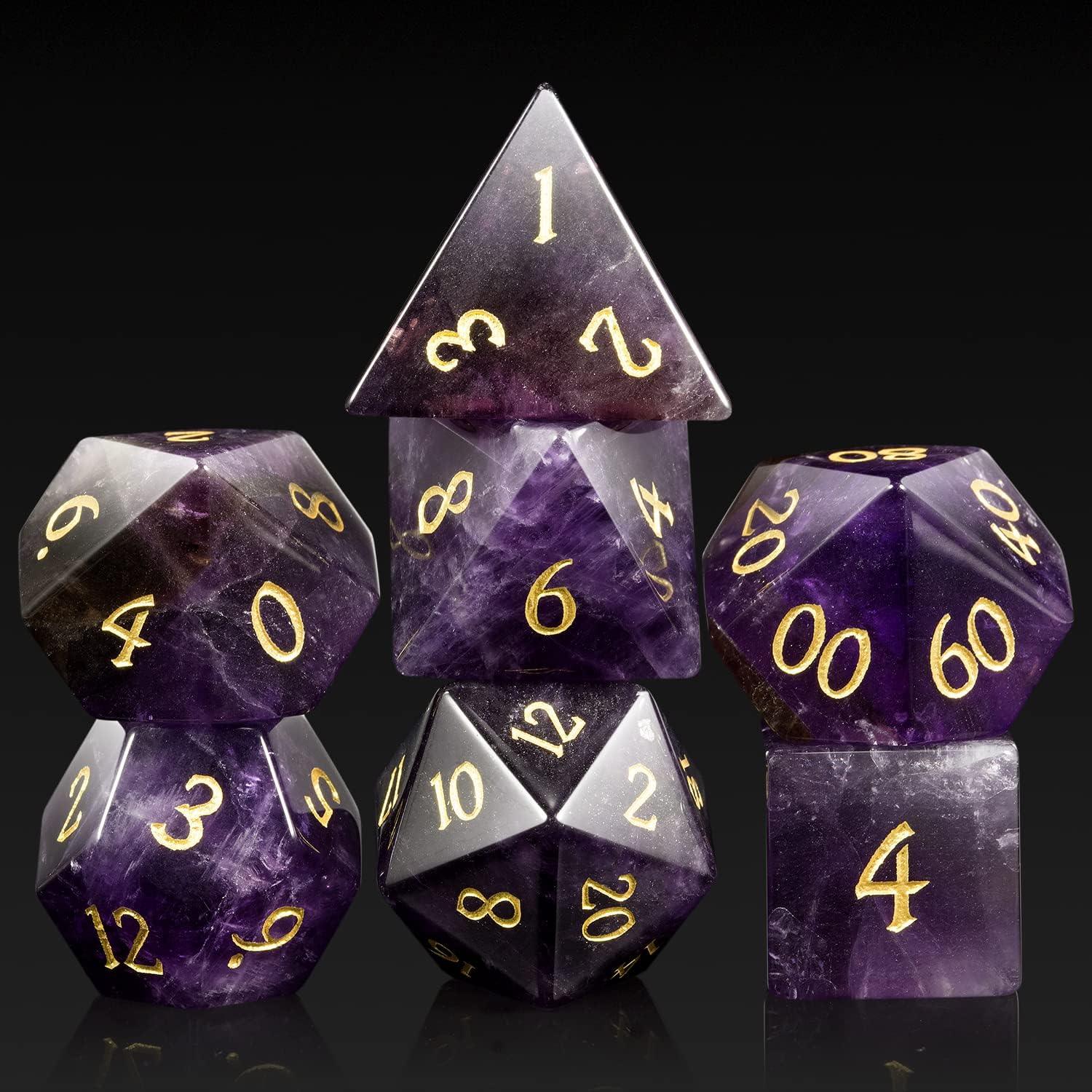 Purple Amethyst Mystic Dice Set - Living Skies Games