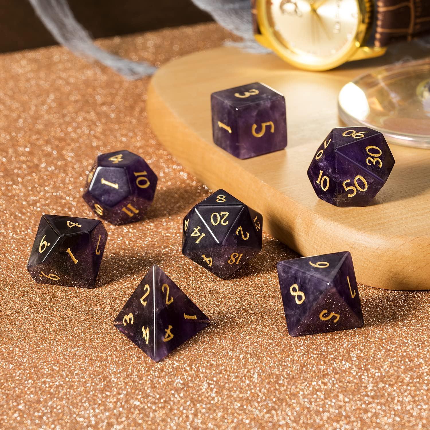 Purple Amethyst Mystic Dice Set - Living Skies Games