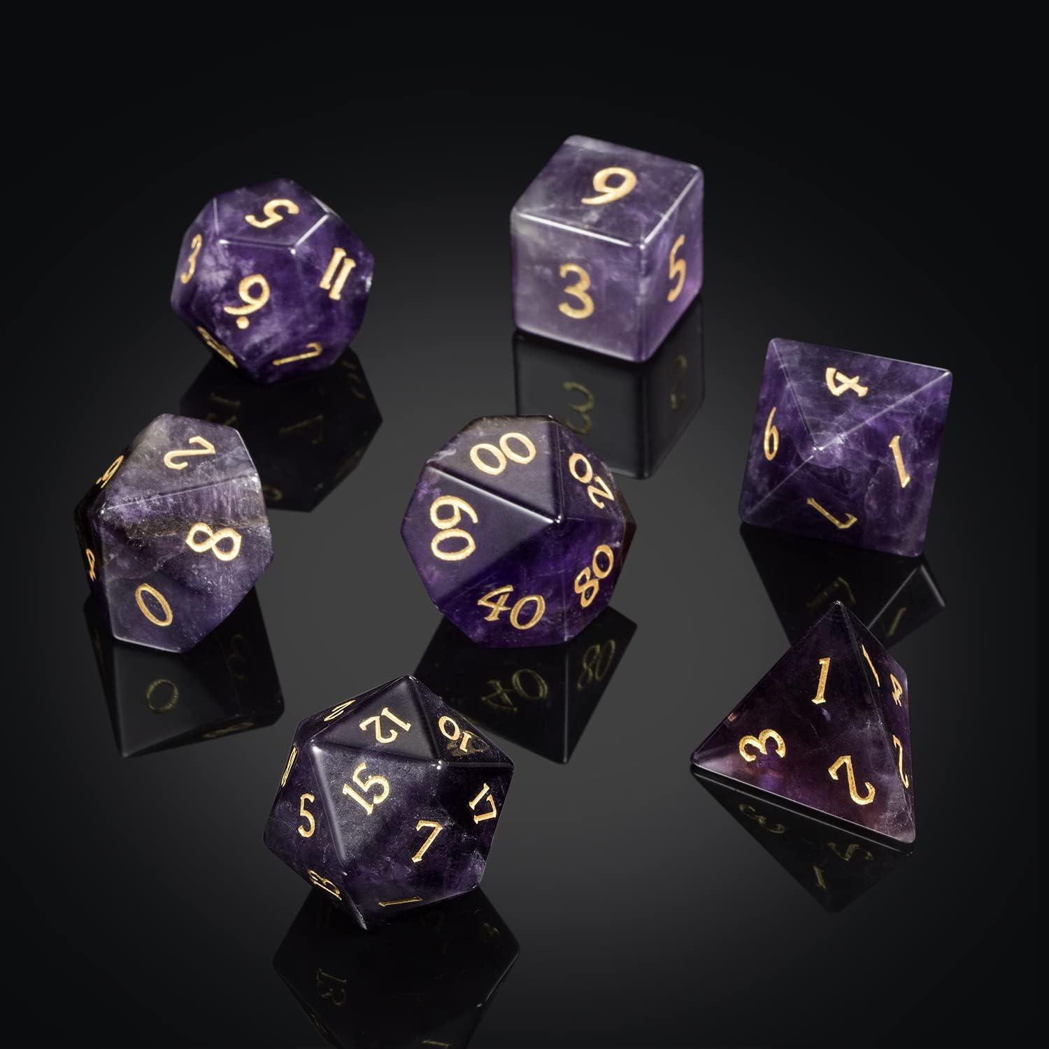 Purple Amethyst Mystic Dice Set - Living Skies Games