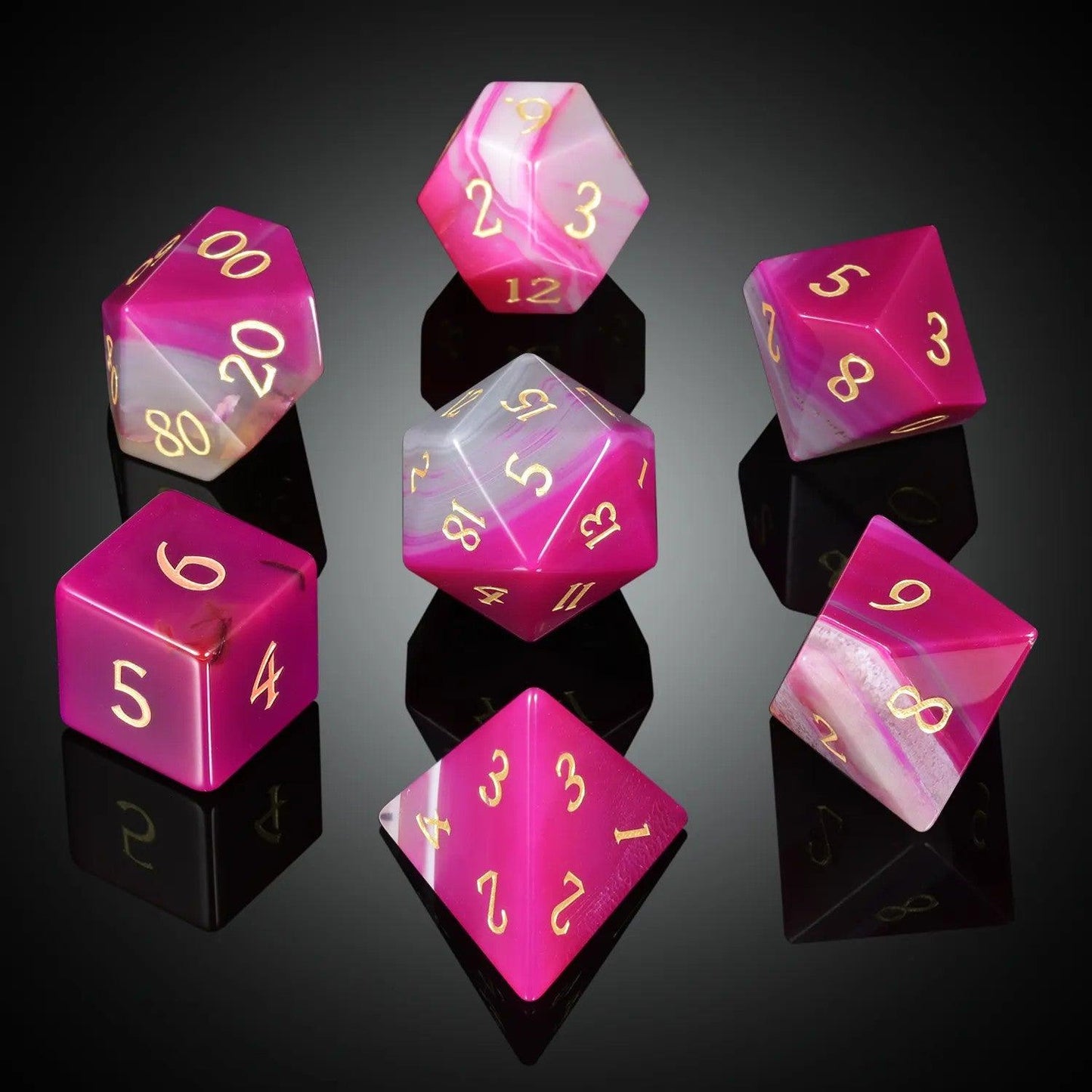 Rose Red Agate Passion's Flame Dice Set - Living Skies Games