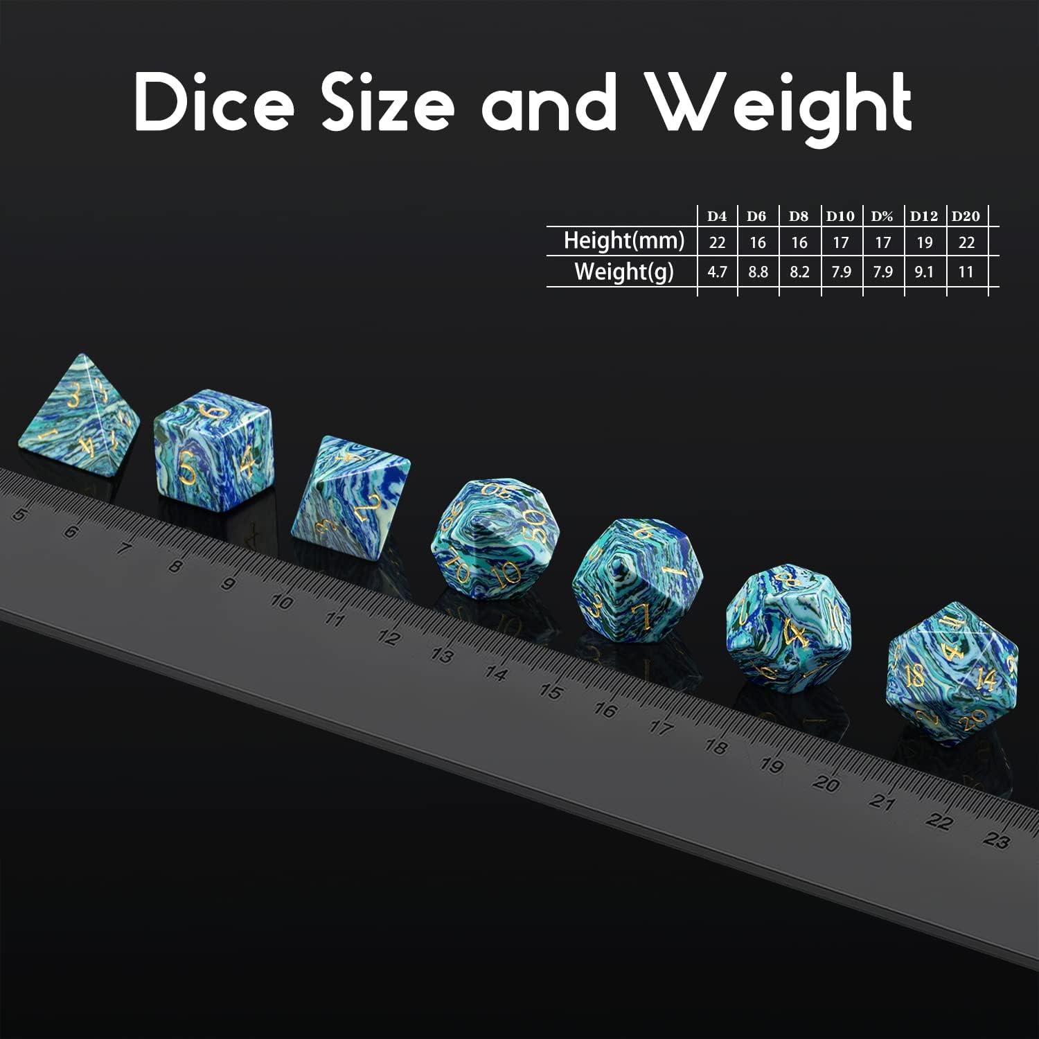 Synthetic Stone Blue Turquoise with Stripes Pathfinder's Dice Set - Living Skies Games