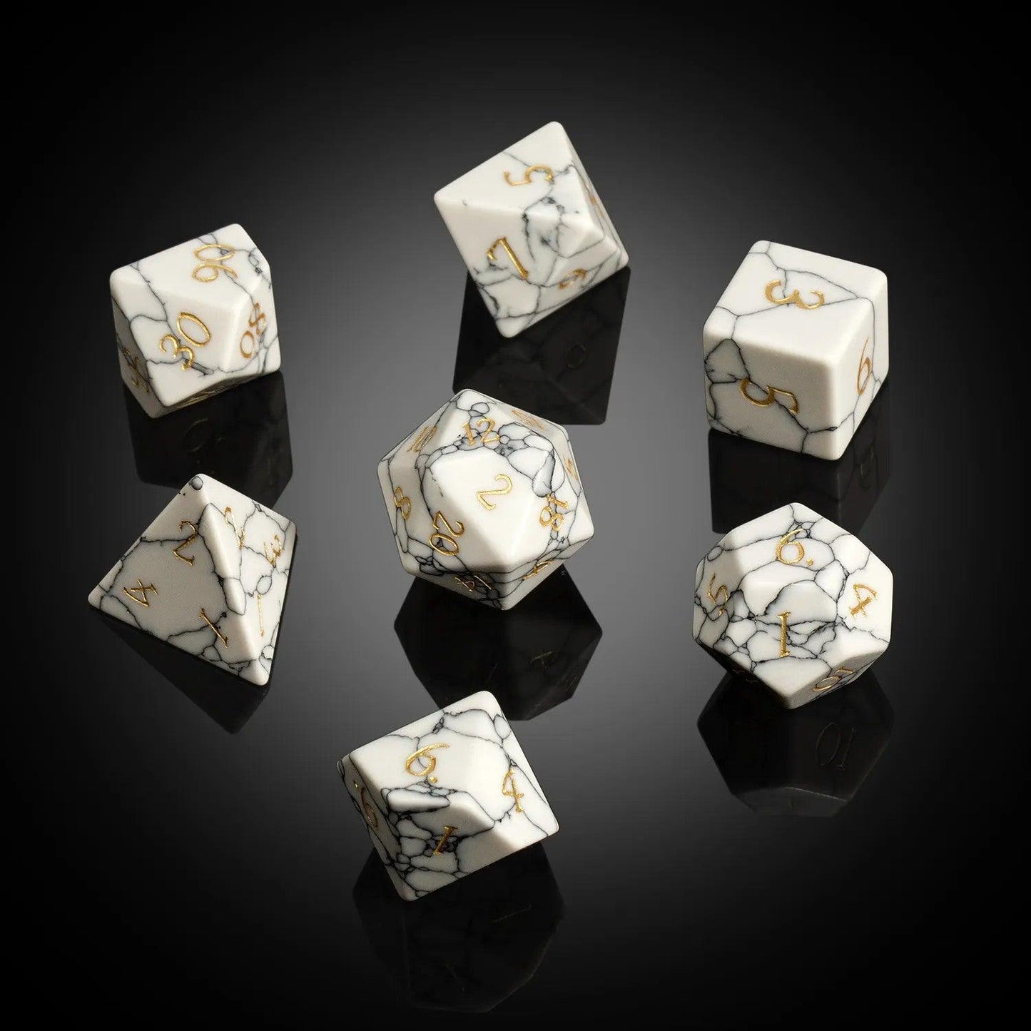 Synthetic Stone Howlite Harmony Dice Set - Living Skies Games