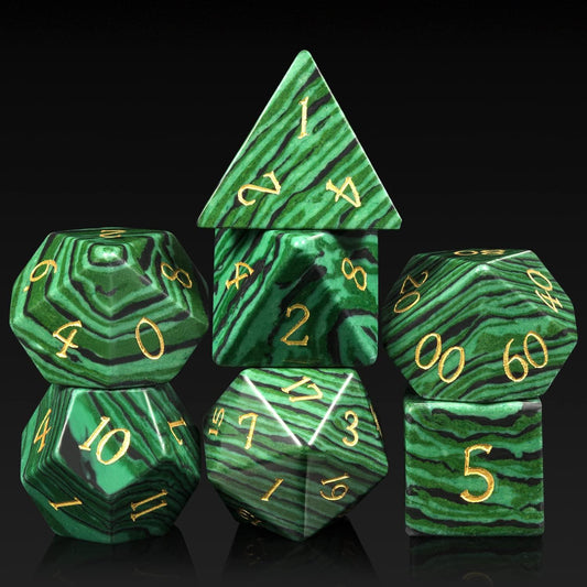 Synthetic Stone Malachite Majesty Dice Set - Living Skies Games