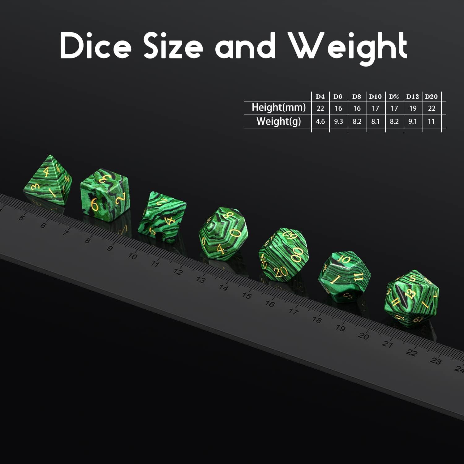 Synthetic Stone Malachite Majesty Dice Set - Living Skies Games