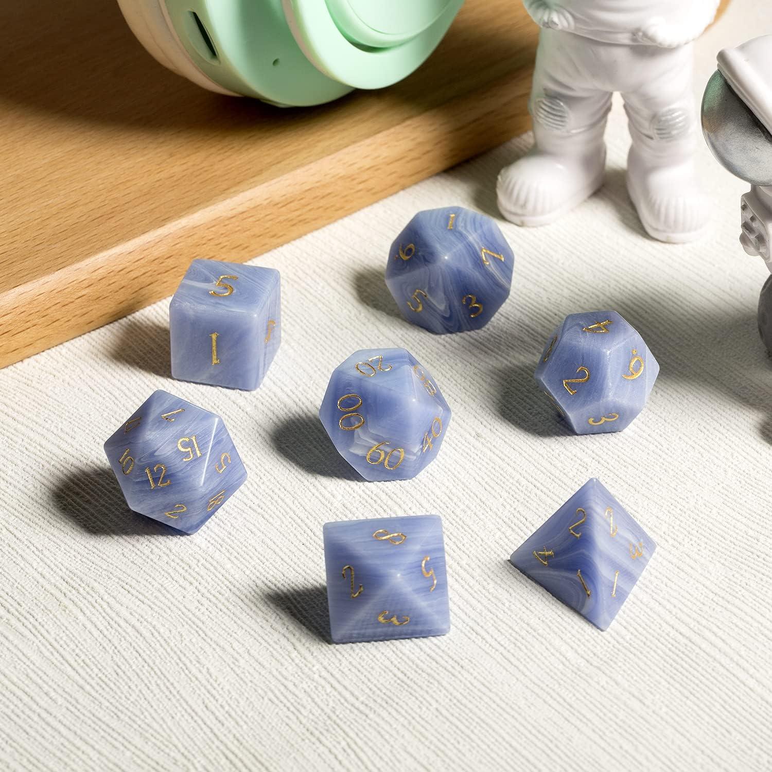 Synthetic Stone Purple Agate Enchanter's Dice Set - Living Skies Games