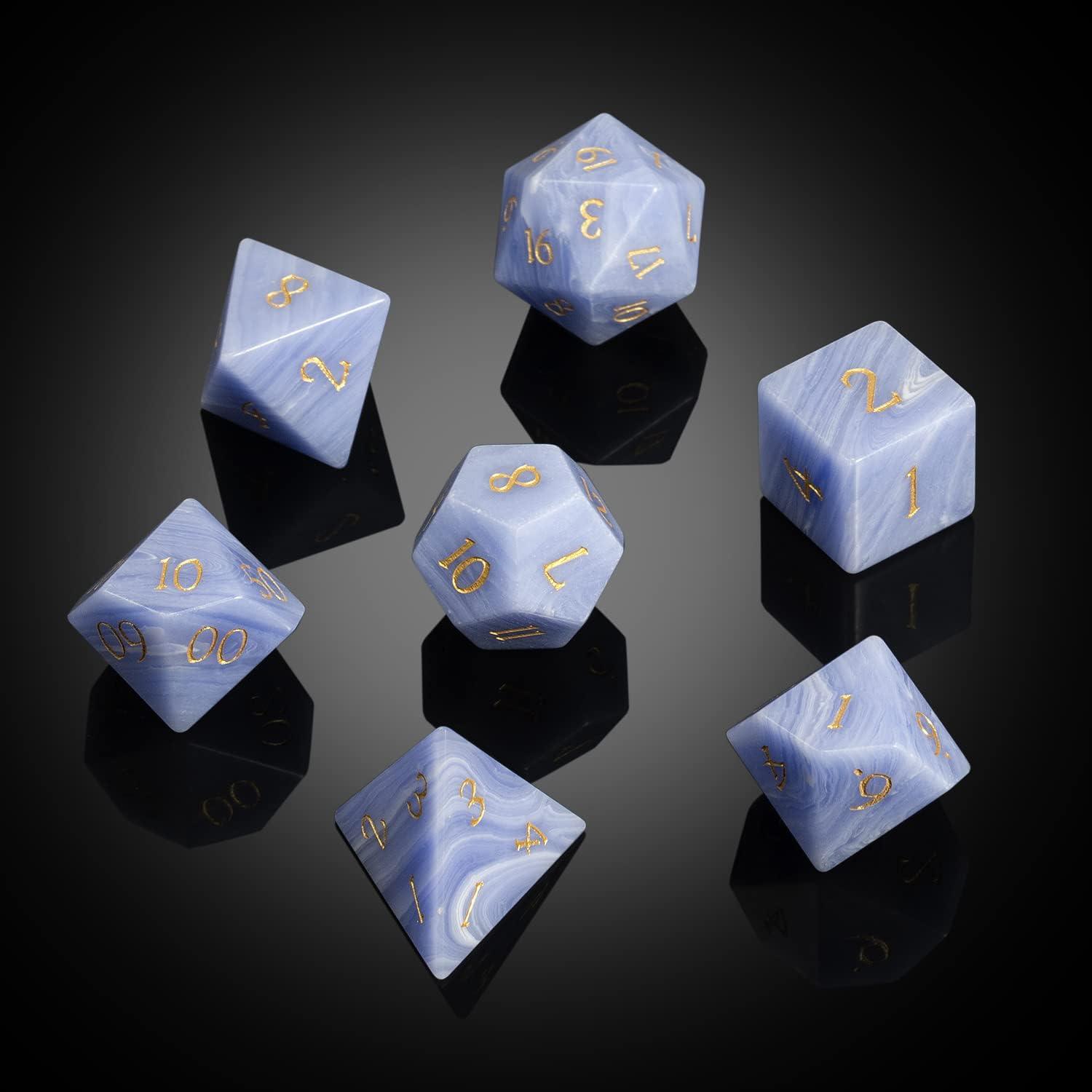 Synthetic Stone Purple Agate Enchanter's Dice Set - Living Skies Games