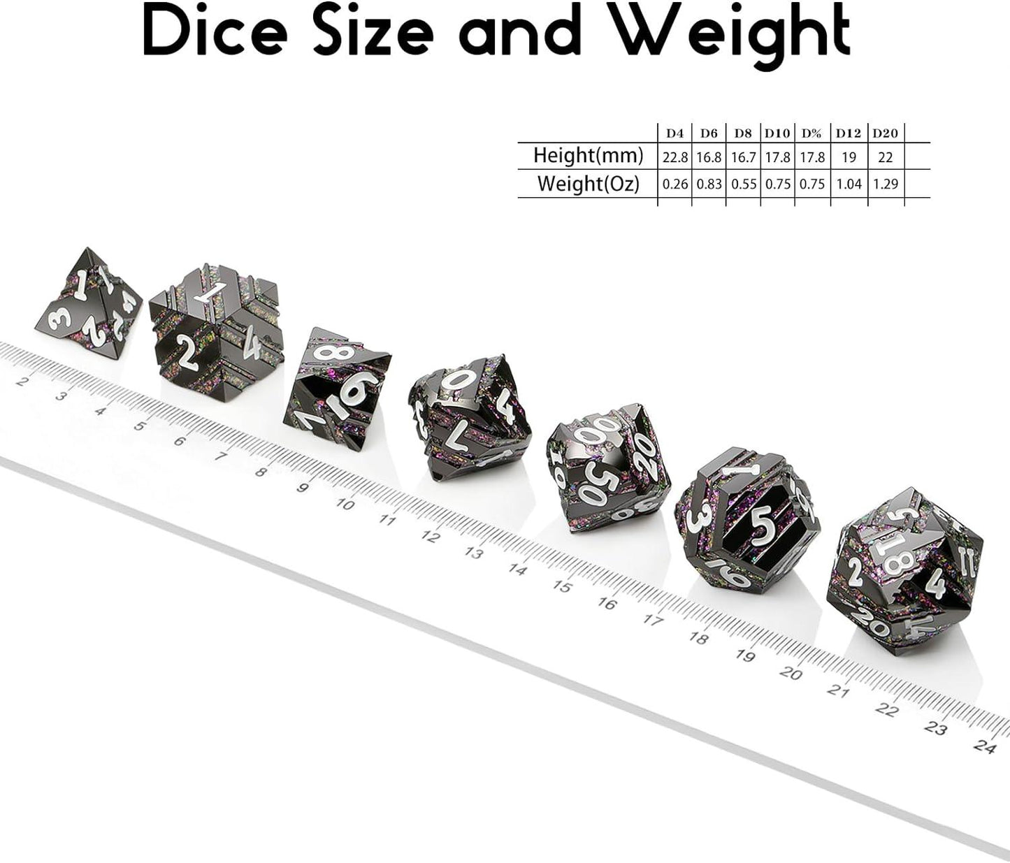 Twilight Shimmer Stripe Metal Dice Set - Living Skies Games