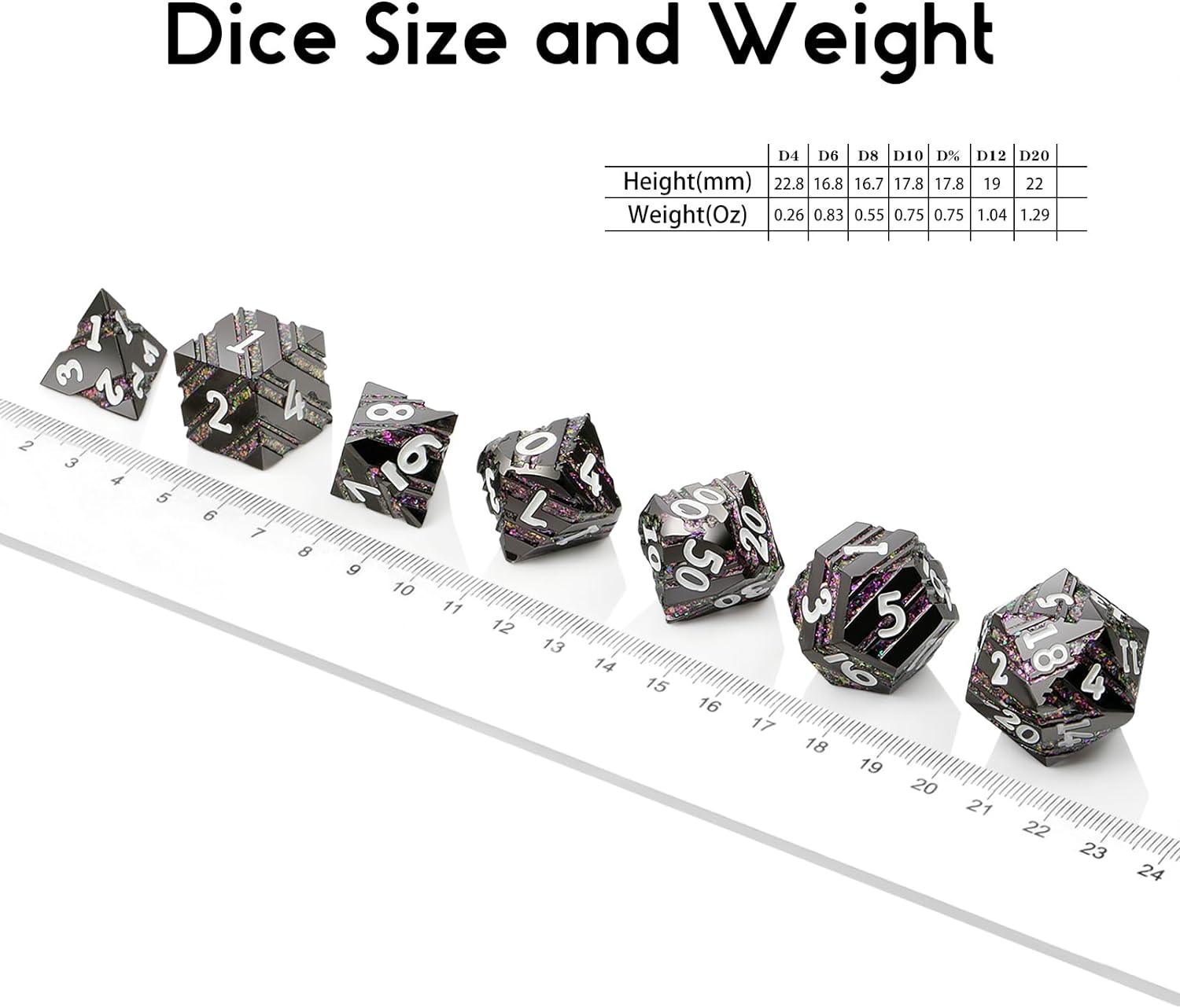 Twilight Shimmer Stripe Metal Dice Set - Living Skies Games