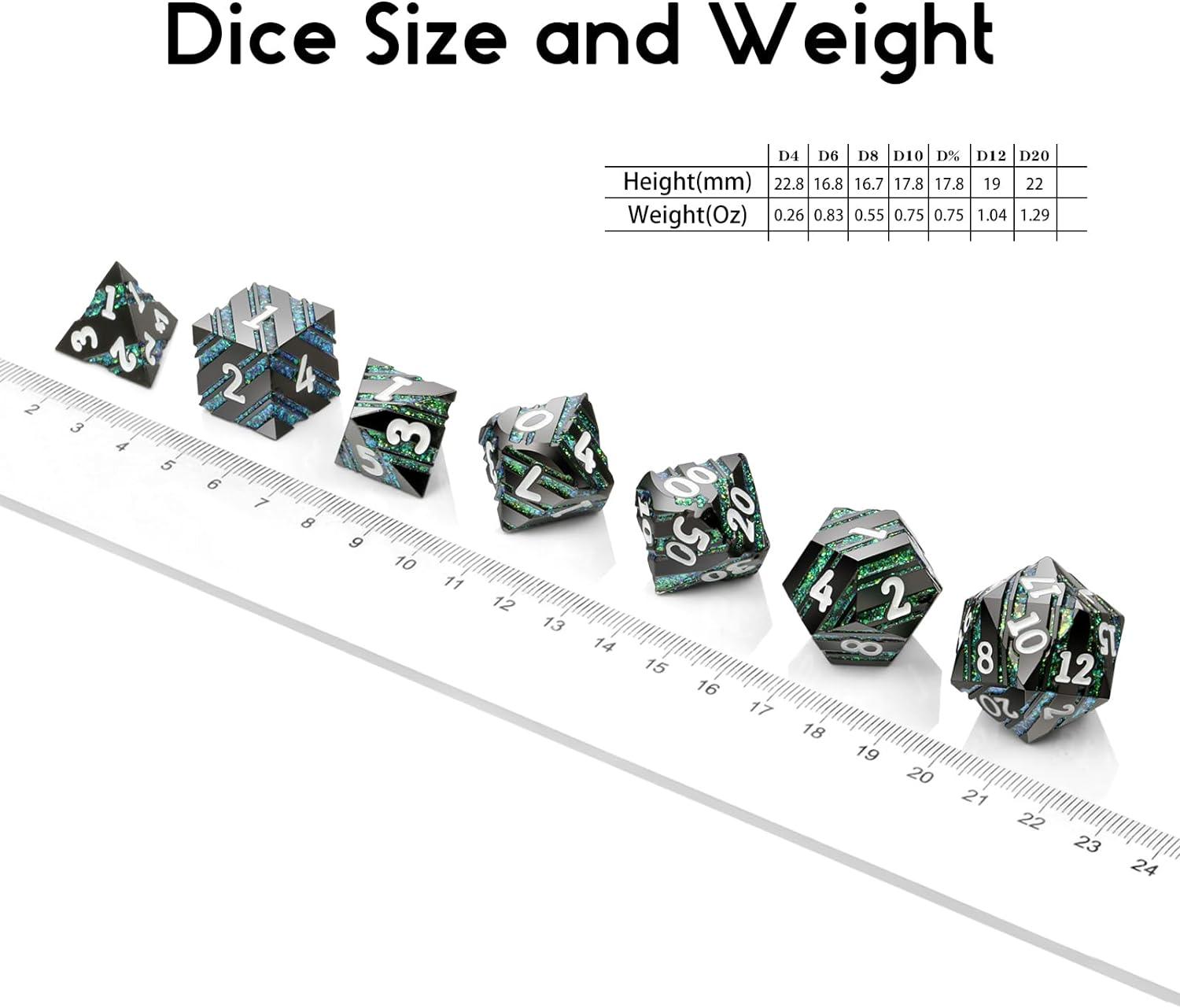 Verdant Shadow Stripe Metal Dice Set - Living Skies Games