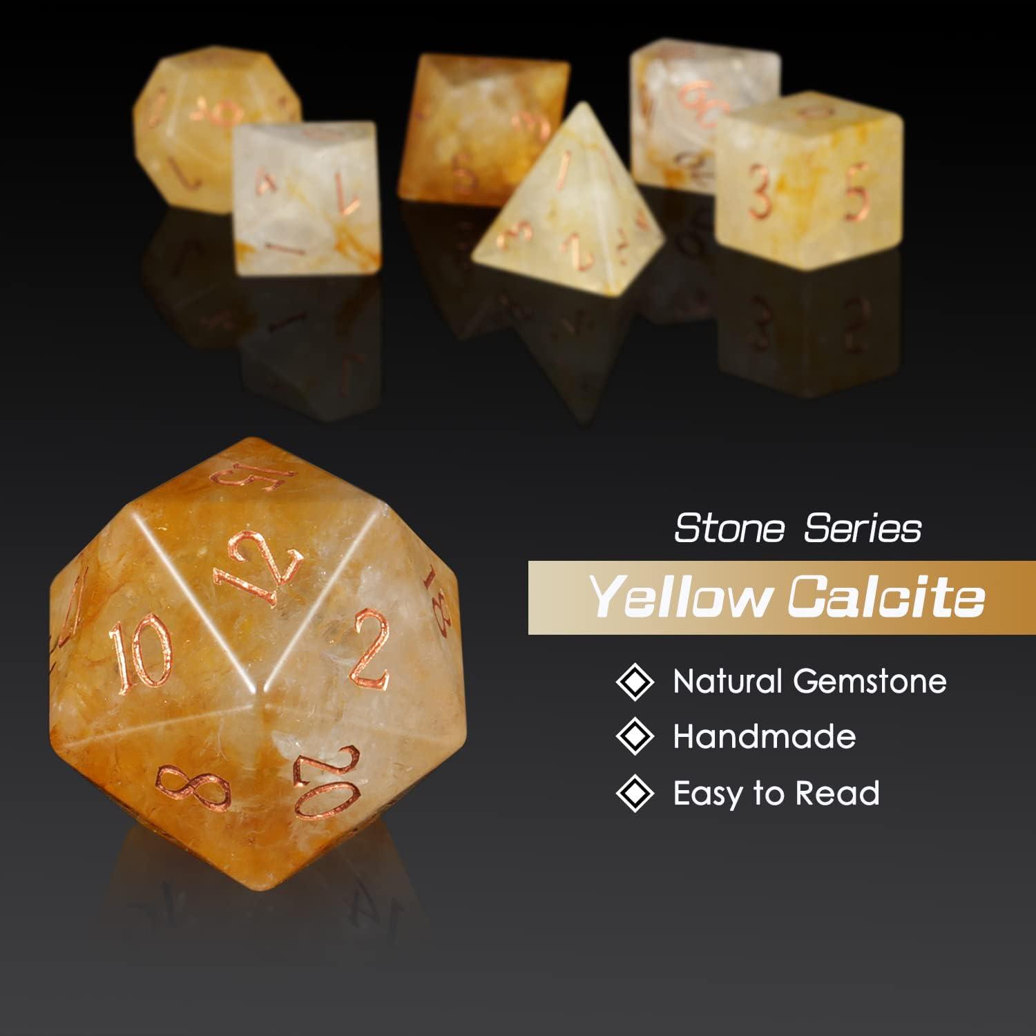 Yellow Calcite Sunburst Dice Set - Living Skies Games