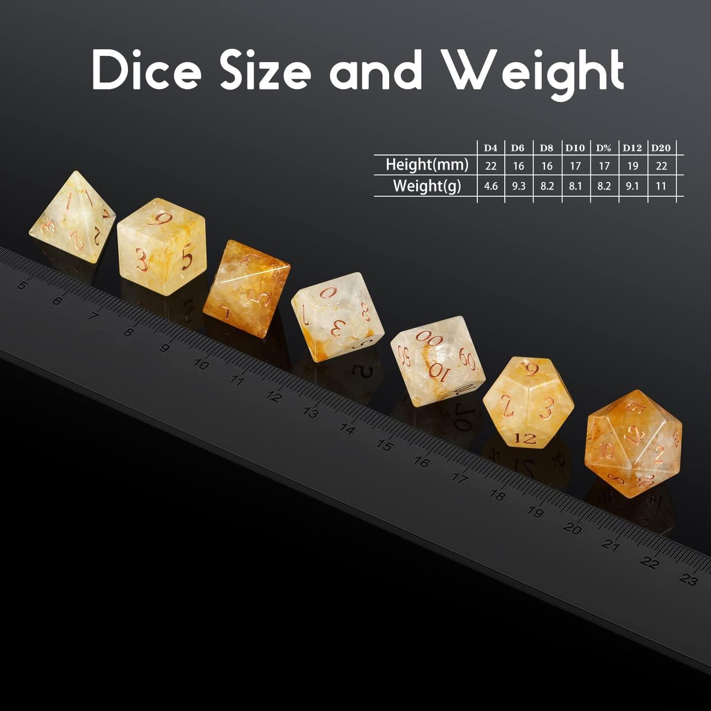 Yellow Calcite Sunburst Dice Set - Living Skies Games